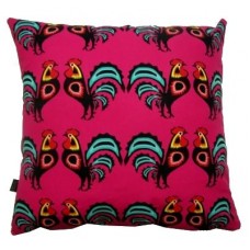 Pink Cockerel Folk Cushion