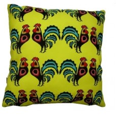 Lime Green Cockerel Folk Cushion
