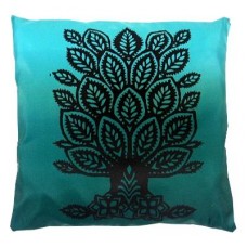 Electric Blue Tree Folk Cushion 2