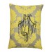 Handmade Cushion On Natural Linen, Yellow Chandelier