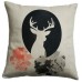 Handmade Cushion On Natural Linen, Natural Deer Cameo