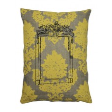 Handmade Cushion On Natural Linen, Yellow Mirror