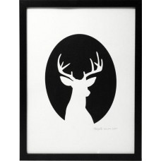 Hand Screen Print Deer Cameo