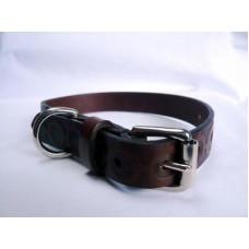 Vintage Leather Dog Collar In Plain Brown Leather