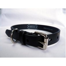 Vintage Leather Dog Collar In Plain Black