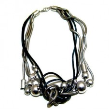 Black And Silver Short Style Necklace