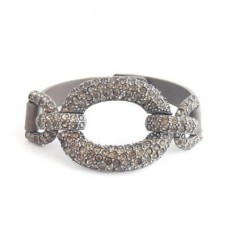 Glamorous Leather And Czech Crystal Link Bracelet - Grey