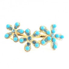 Czech Crystal Double Flower Ring Or Toe Ring - Aqua