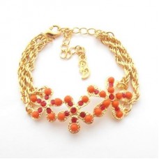 Czech Crystal Flower Bracelet - Coral