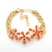 Czech Crystal Flower Bracelet - Coral