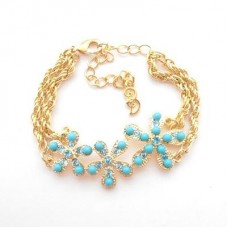 Czech Crystal Flower Bracelet - Aqua