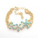 Czech Crystal Flower Bracelet - Aqua
