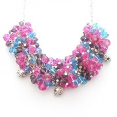 Beaded Skull Colour Splash Necklace - Silver