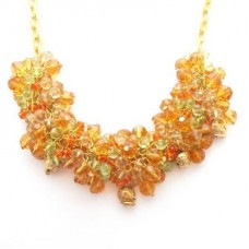 Beaded Skull Colour Splash Necklace - Gold