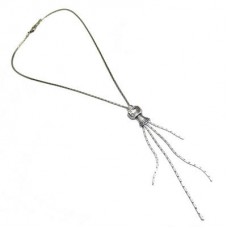 Y Shaped Snake Chain Necklace With Large Diamante Stone