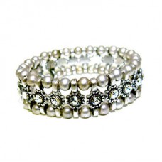 Silver Colour Bracelet Featuring A Central Diamante Row