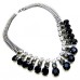 Flat Black Diamante And Crystals Set Into Gunmetal Necklace Flat Black Diamante And Crystals Set Into Gunmetal Necklace