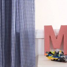 Navy Gingham Childrens Curtains