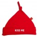 Red Kiss Me Pixie Hat With White Print