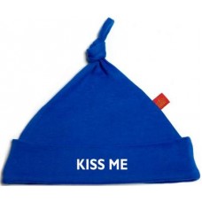 Blue Kiss Me Pixie Hat With White Print