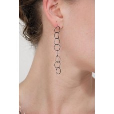 Afiok Oxidised Silver Textured Earrings