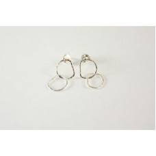 Afiok 2 Linked Textured Polished Silver Earrings