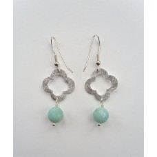 Silver Flower Earrings With Amazonite