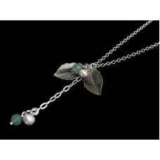 2 Leaf Green Dangly Necklace