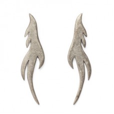 Black Rhodium Plate Brass Feather Earrings
