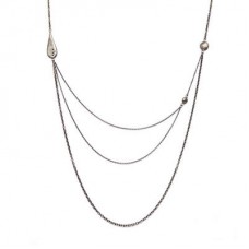 Black Rhodium Plate Brass Long Chain Teardrop Necklace