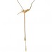 Gold Plate Brass Feather And Teardrop Pendant With Yellow Gems