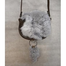 Recycled Rabbit Fur And Suede Bag In Khaki