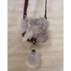 Recycled Rabbit Fur And Suede Bag In Dark Brown