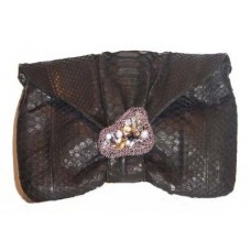 Black Butterfly Clutch Bag With Brooch