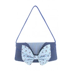 Lola Oversized Clutch Bag In Blue And White