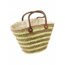 Lime And Natural Drawstring Beach Bag