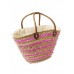 Fuchsia And Natural Drawstring Beach Bag