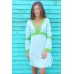 Turquoise With Fluorescent Green Empire Dress