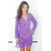 Purple Silk With Sequins V-neck Kaftan