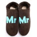 Turquoise Mr Slippers In Chocolate Suede