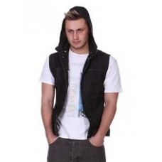 Black Rinse Hooded Gilet.