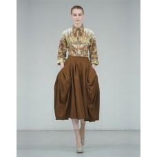 Pleated Pocket Skirt In Rust