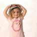 Penguin Print T-shirt In Powder Pink With Buttons For Eyes