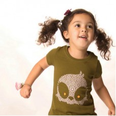 Robot Print T-shirt In Olive With Brass Buttons