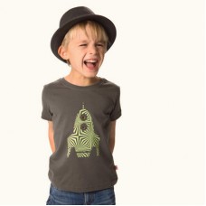 Rocket Print T-shirt In Charcoal Grey With Brass Buttons