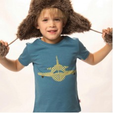 Plane Print T-shirt In Blue With Brass Buttons
