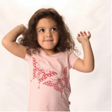 Butterfly Print T-shirt In Powder Pink