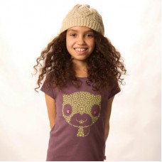 Cat Print T-shirt In Purple With Buttons