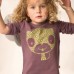 Cat Print Long-sleeved Top In Purple With Buttons