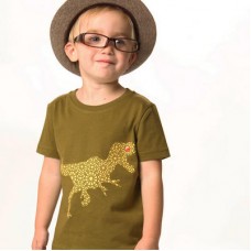 Dinosaur Print T-shirt In Olive With Buttons